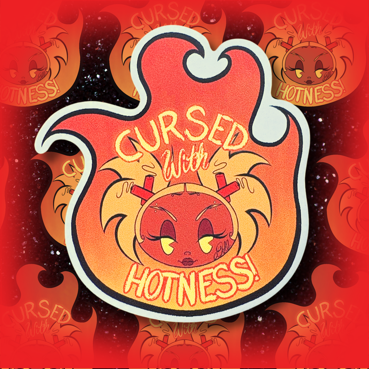 Cursed With Hotness Sticker Flake